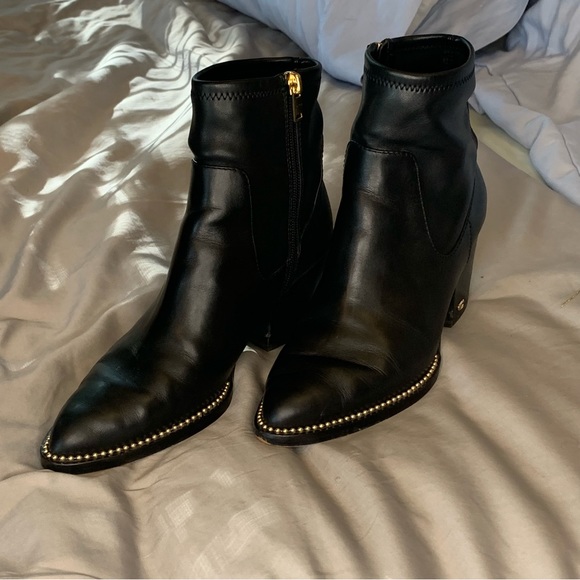 Coach black leather pell bootie w gold trim detail | size 8 - Picture 8 of 8